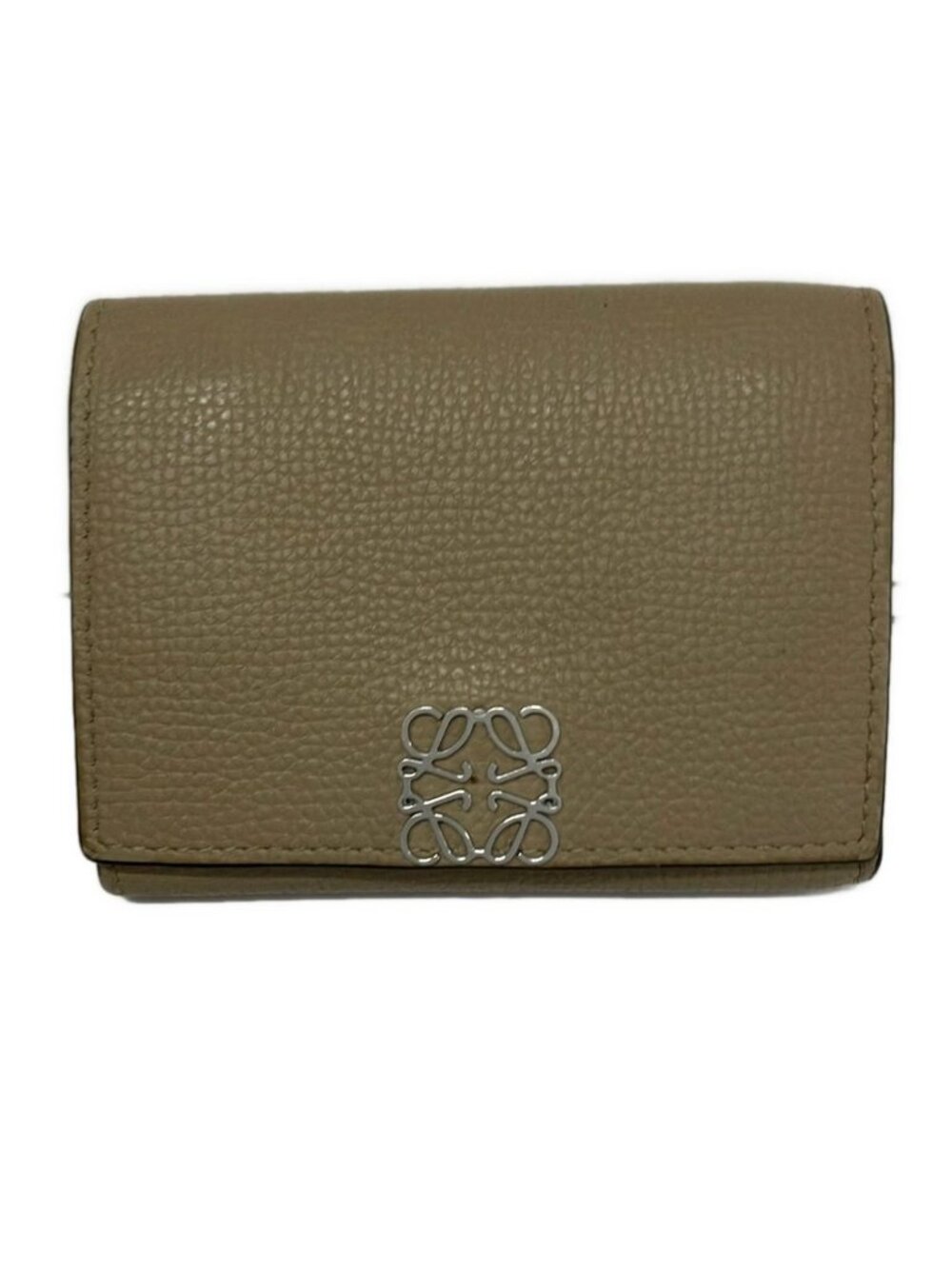 Loewe Trifold Wallet Gray Beige Leather